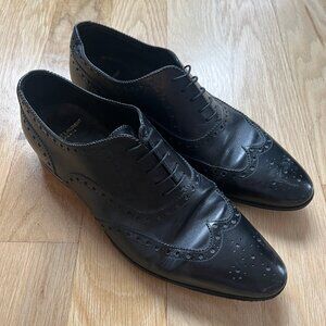 Saint Laurent Leather Lasercut Accents Brogues Oxford Black Size 42